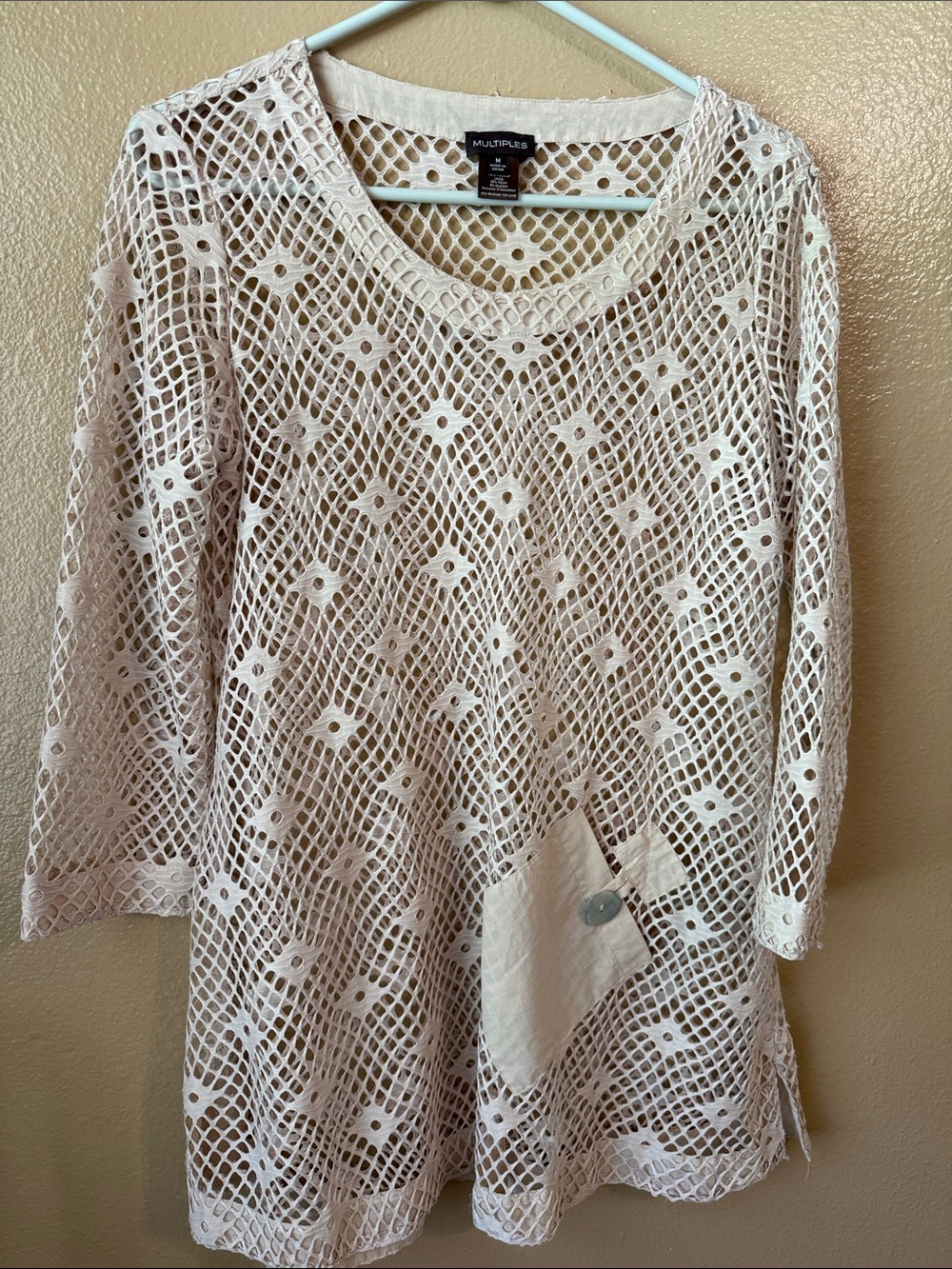 Multiples Cream Crochet Swim Coverup